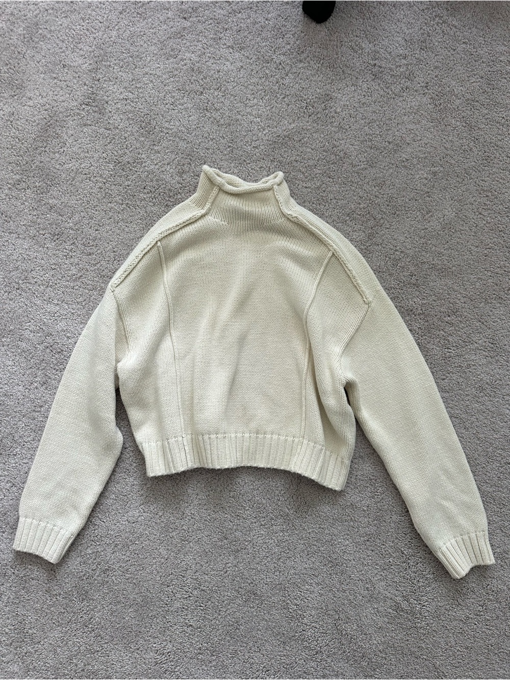 Zara Cream Cropped Mock Neck Sweater